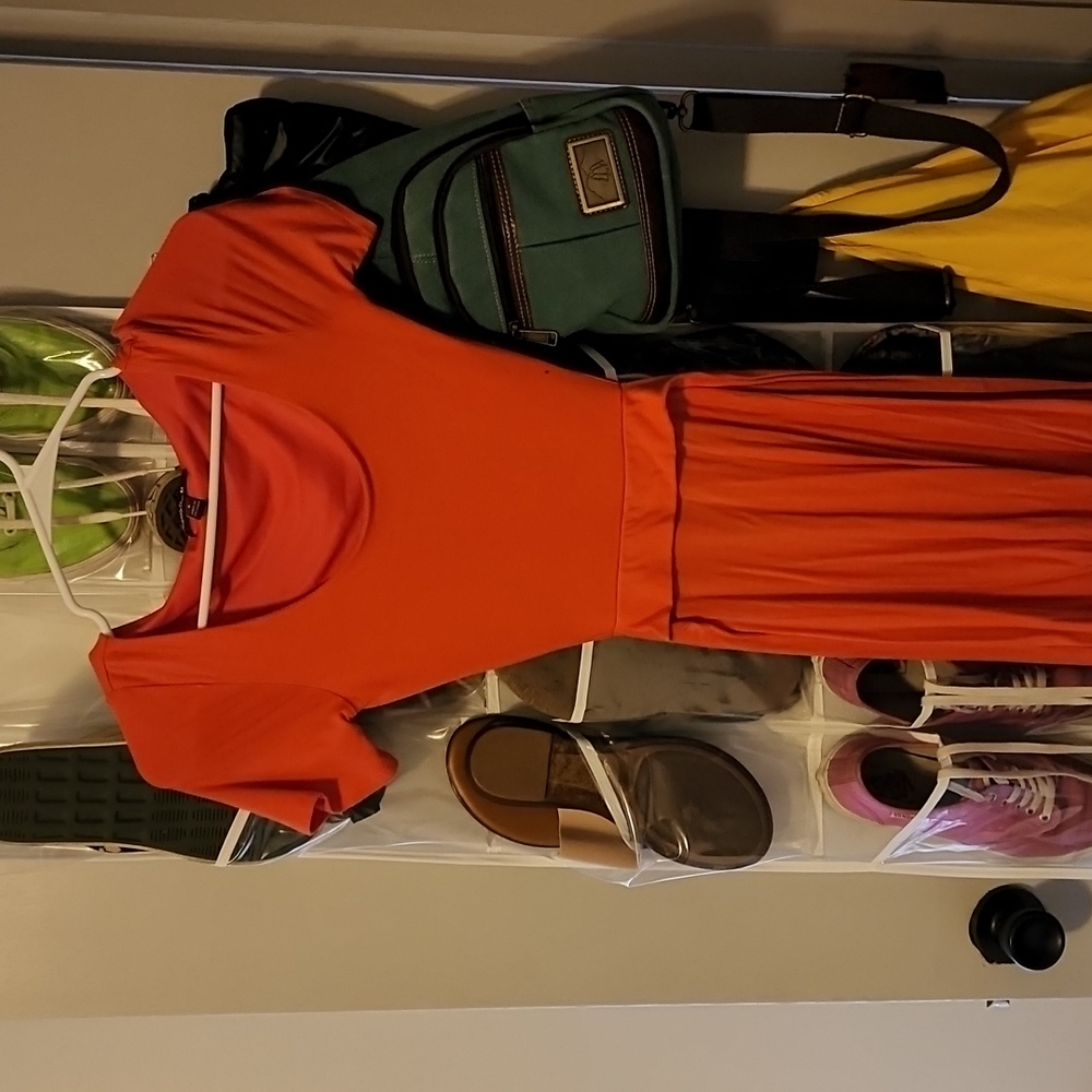 Orange midi dress